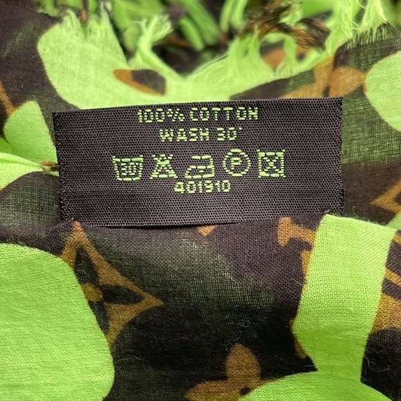Louis Vuitton x Stephen Sprouse Graffiti Neon Green Monogram Scarf Stole Wrap - Picture 7 of 12